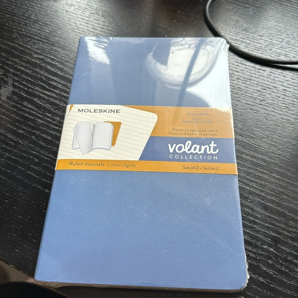 Moleskine set of 2 volant collection forget-me-not blue and amber ruled journal